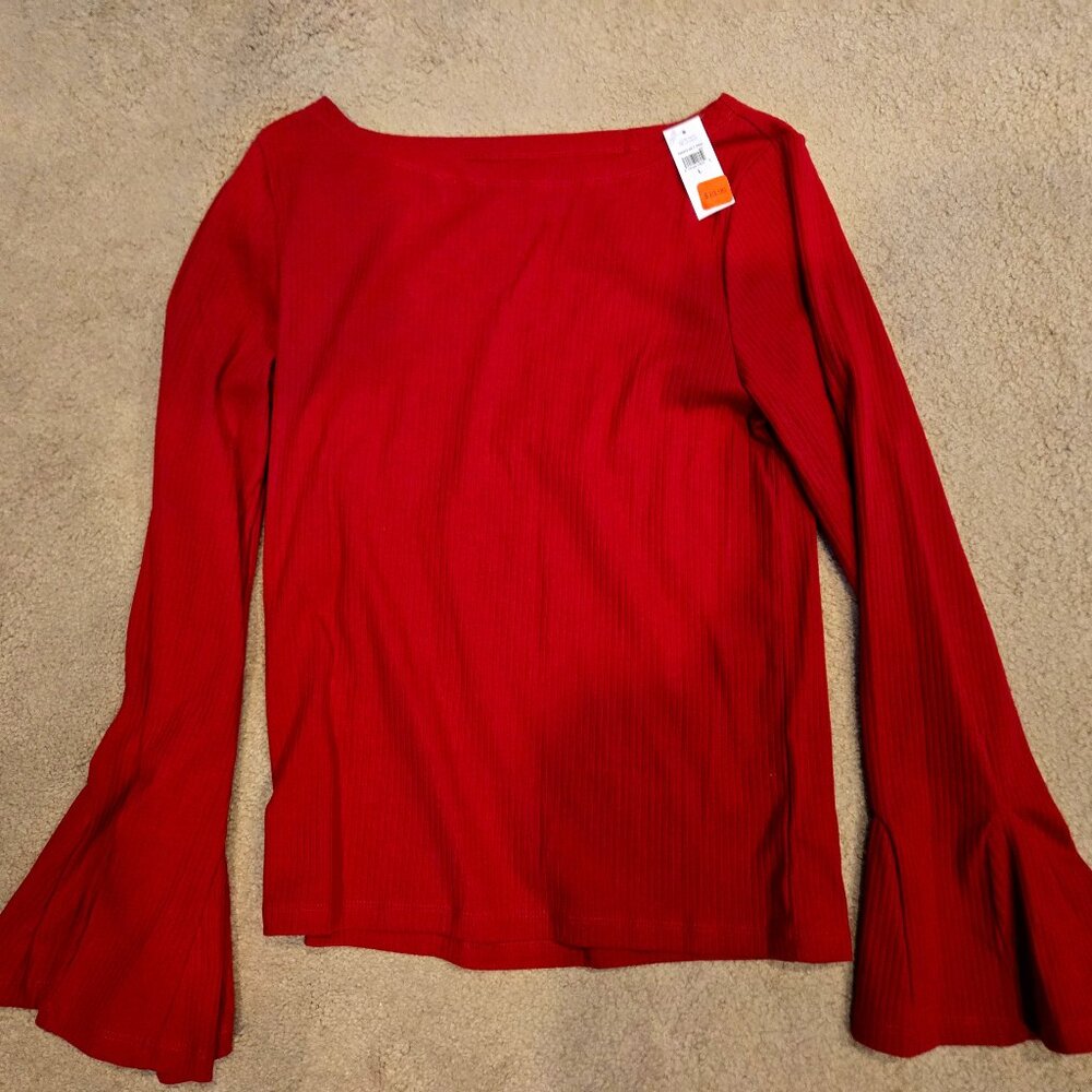Gap NWT Red Bell Sleeve Top L